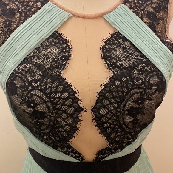 BCBG Ariane Pleated Dress with Eyelash Lace - Picture 2 of 7